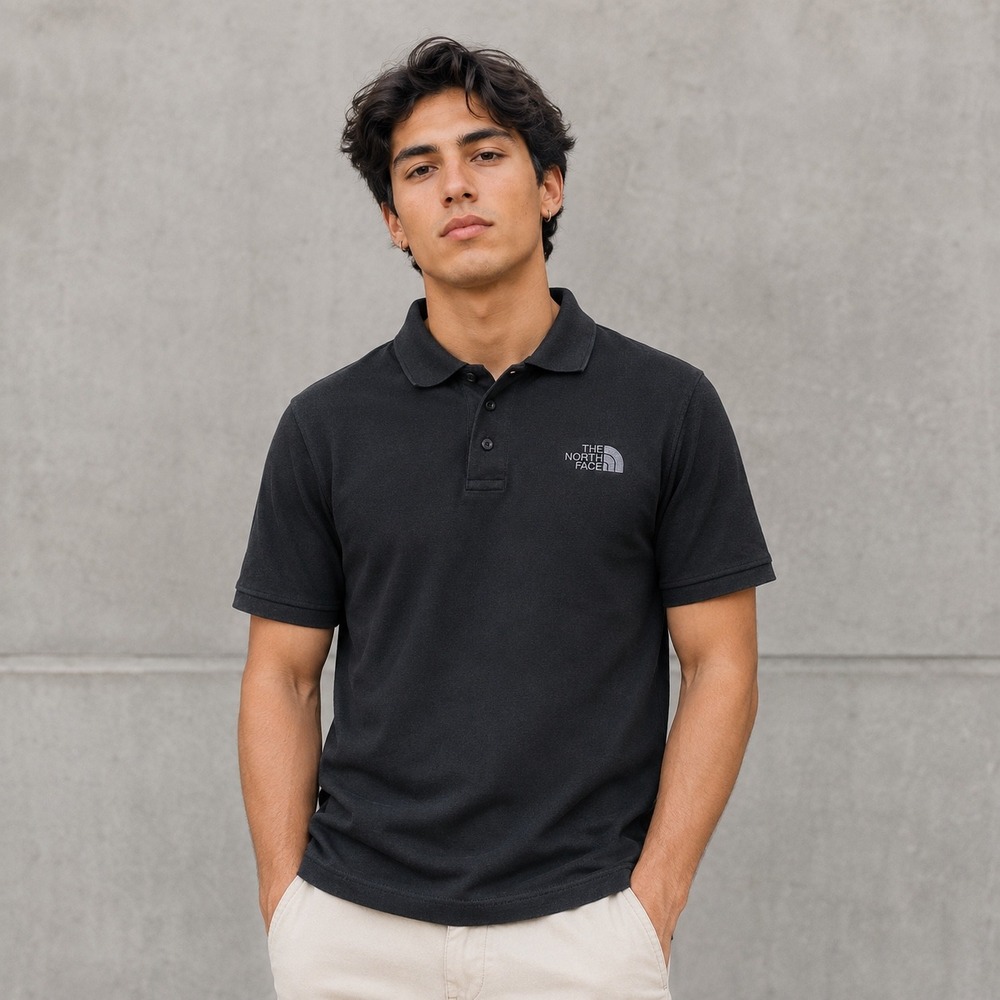 The North Face Shirt Mens Medium Black Short Sleeve Pique Polo Embroidered Logo